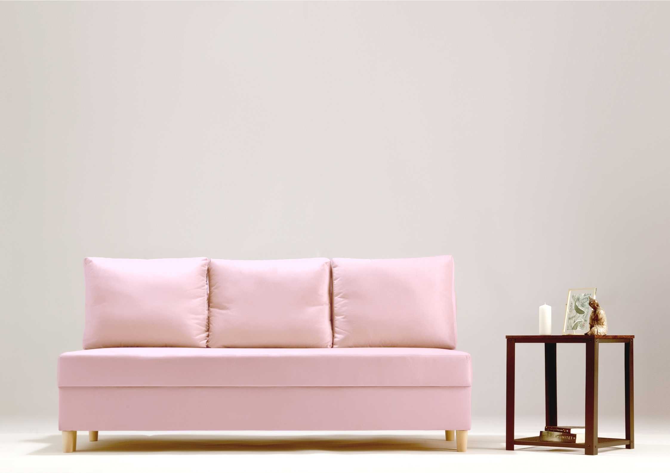 Skandynawska różowa sofa rozkładana 190cm